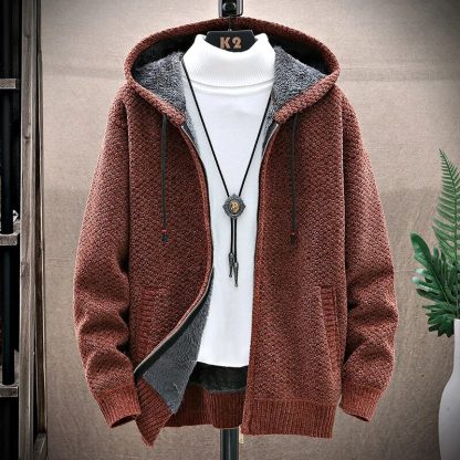Winter Hooded Solid Sweater - Image 5