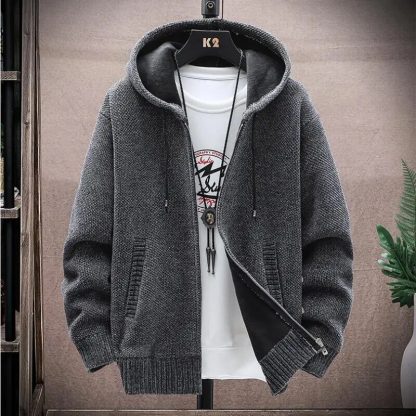 Solid Knitted Sweaters with Hoods - Image 3