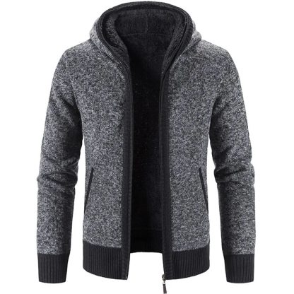 Solid Thick Stand Collar Hoodie - Image 6