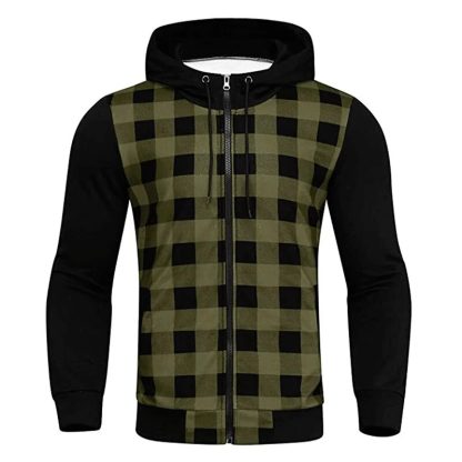 Full Slim Fit Plaid Hoodie - Image 3