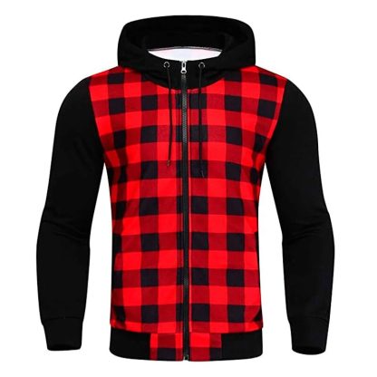 Full Slim Fit Plaid Hoodie - Image 5