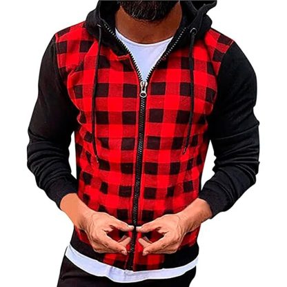 Full Slim Fit Plaid Hoodie - Image 6