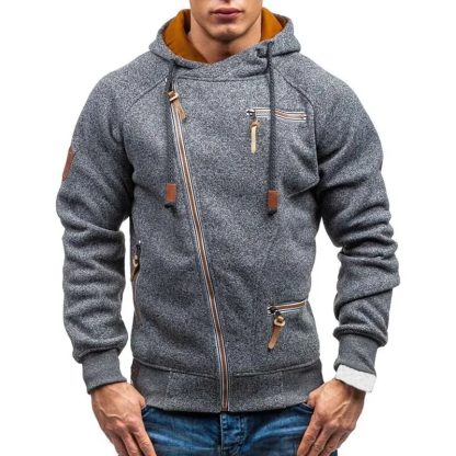 Long Sleeve Oblique Zip-Up Hoodie - Image 2