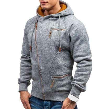 Long Sleeve Oblique Zip-Up Hoodie - Image 3