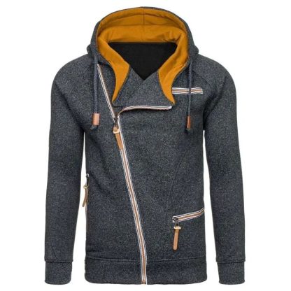 Long Sleeve Oblique Zip-Up Hoodie - Image 4
