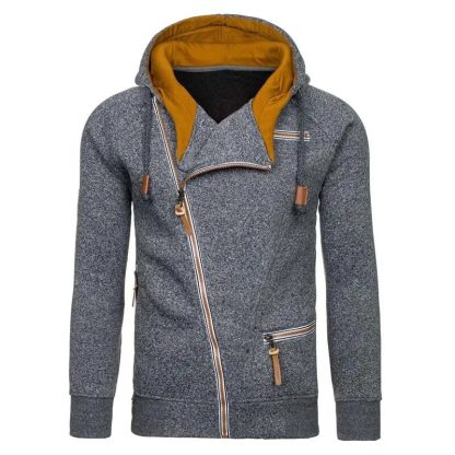 Long Sleeve Oblique Zip-Up Hoodie - Image 5