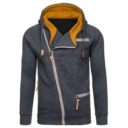 Shawl Collar Oblique Zipper Hoodie - Image 3