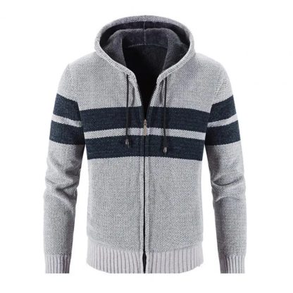 Striped Sweater Thick Jacket - Image 4