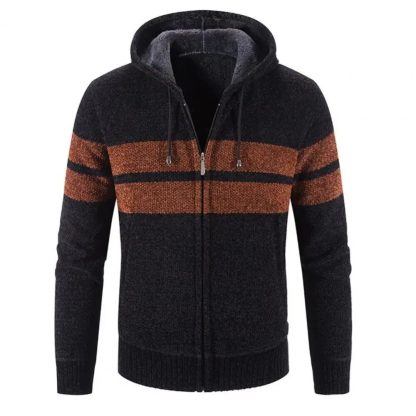Striped Sweater Thick Jacket - Image 5