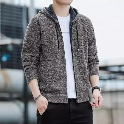 Casual Slim Fit Zipper Sweater Jacket - Image 5