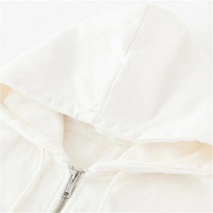 Oversize Letter Print Zipper Hoodie - Image 3