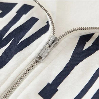 Oversize Letter Print Zipper Hoodie - Image 4