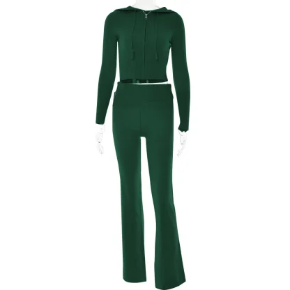 Crop Top Hoodie and Sweatpants Set