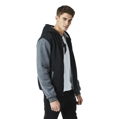 Two-Tone Color Style Zip-Up Hoodie