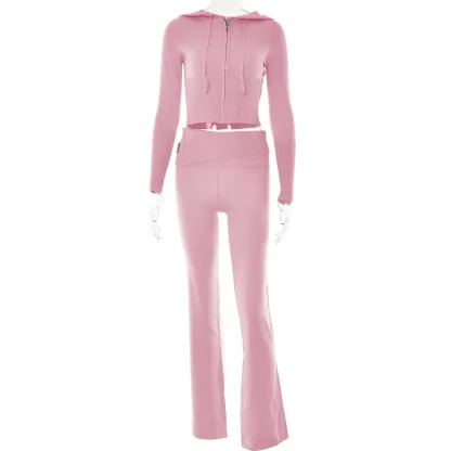 Crop Top Hoodie and Sweatpants Set - Image 5