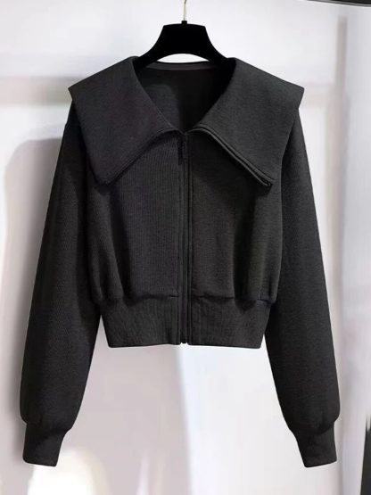 Chic Streetwear Zipper Sweatshirt Set - Image 3