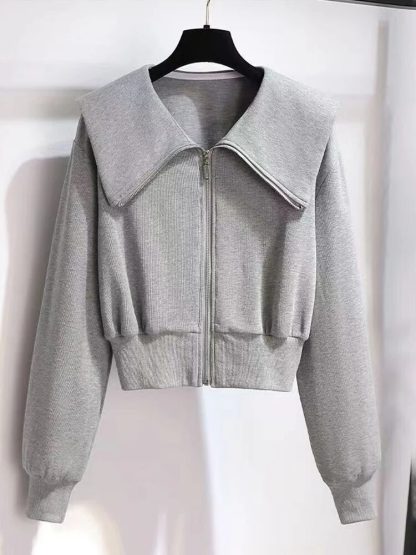 Chic Streetwear Zipper Sweatshirt Set - Image 4