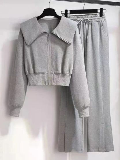 Chic Streetwear Zipper Sweatshirt Set