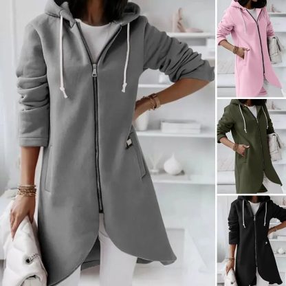 Mid-Length Style Zip-Up Hoodie - Image 2