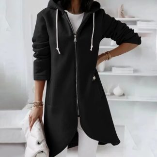 Mid-Length Style Zip-Up Hoodie
