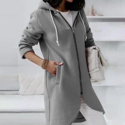 Mid-Length Style Zip-Up Hoodie - Image 6