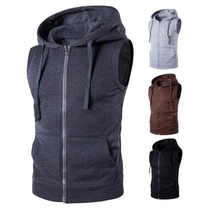 Casual Sleeveless Hoodie Vest - Image 6