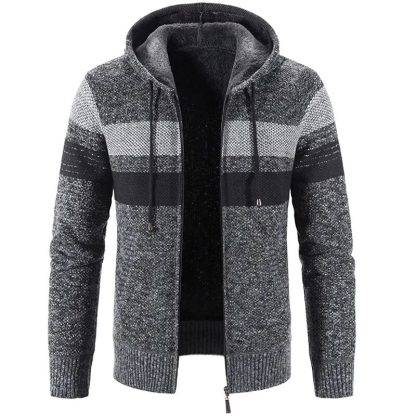 Striped Fleece-Lined Warmth Hoodies - Image 2