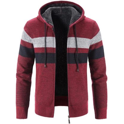 Striped Fleece-Lined Warmth Hoodies - Image 4