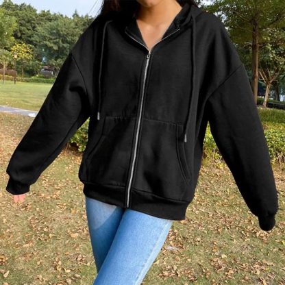 Chic Hooded Sweatshirt Coat - Image 3