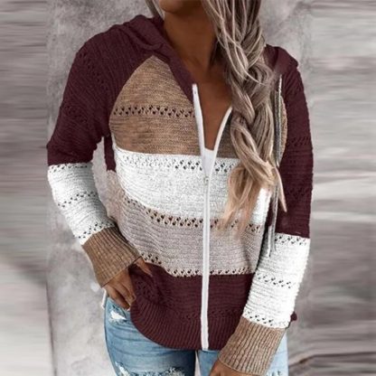 Long Sleeve Striped Slim Hoodie - Image 3