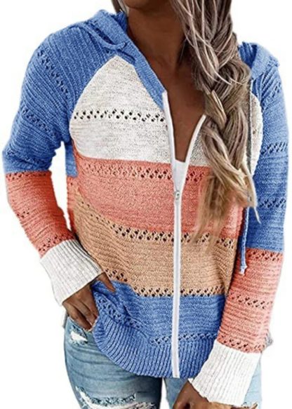 Long Sleeve Striped Slim Hoodie - Image 5