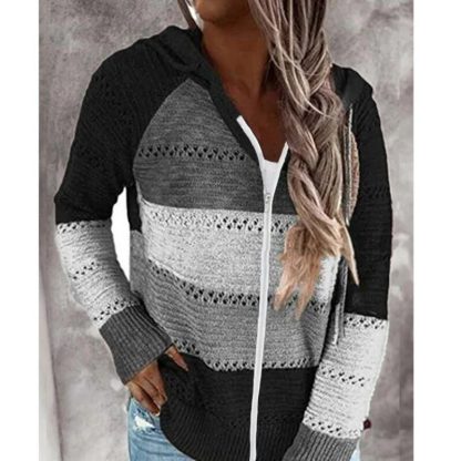 Long Sleeve Striped Slim Hoodie