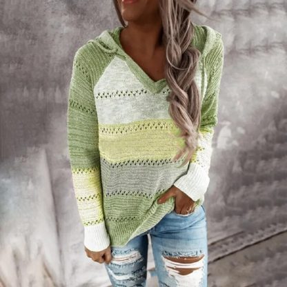 Long Sleeve Striped Slim Hoodie - Image 6