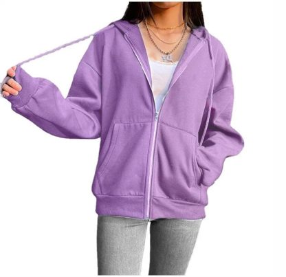 Loose Women's Zip-Up Hoodies - Image 3