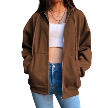 Loose Women's Zip-Up Hoodies - Image 4