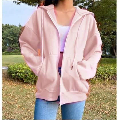 Loose Women's Zip-Up Hoodies - Image 6