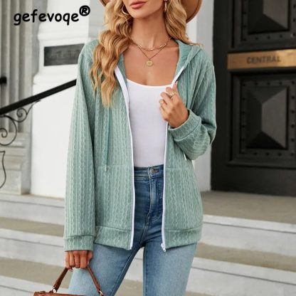 Casual Cozy Style Drawstrings Hoodie - Image 2