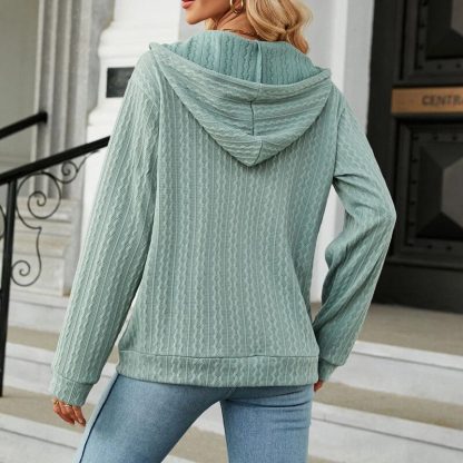 Casual Cozy Style Drawstrings Hoodie - Image 3