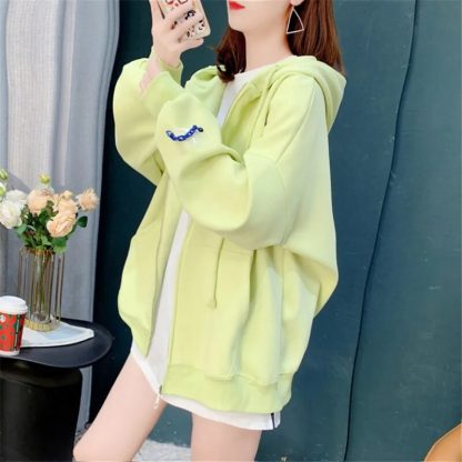 Loose Sweatshirts Zipper Hoody - Image 5
