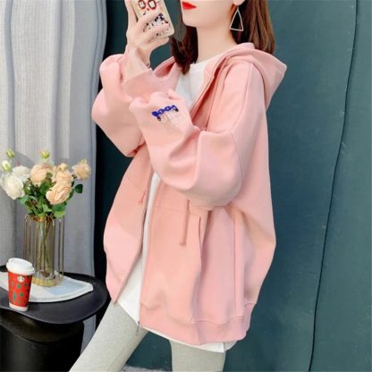 Loose Sweatshirts Zipper Hoody