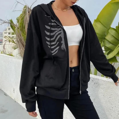 Women's Retro Hooded with Rhinestones - Image 3